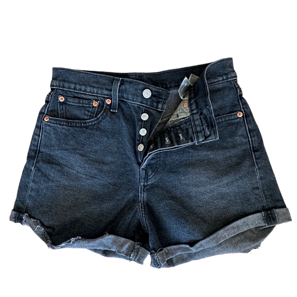 Levi’s button up short dark gray washed black denim shorts - Picture 1 of 6